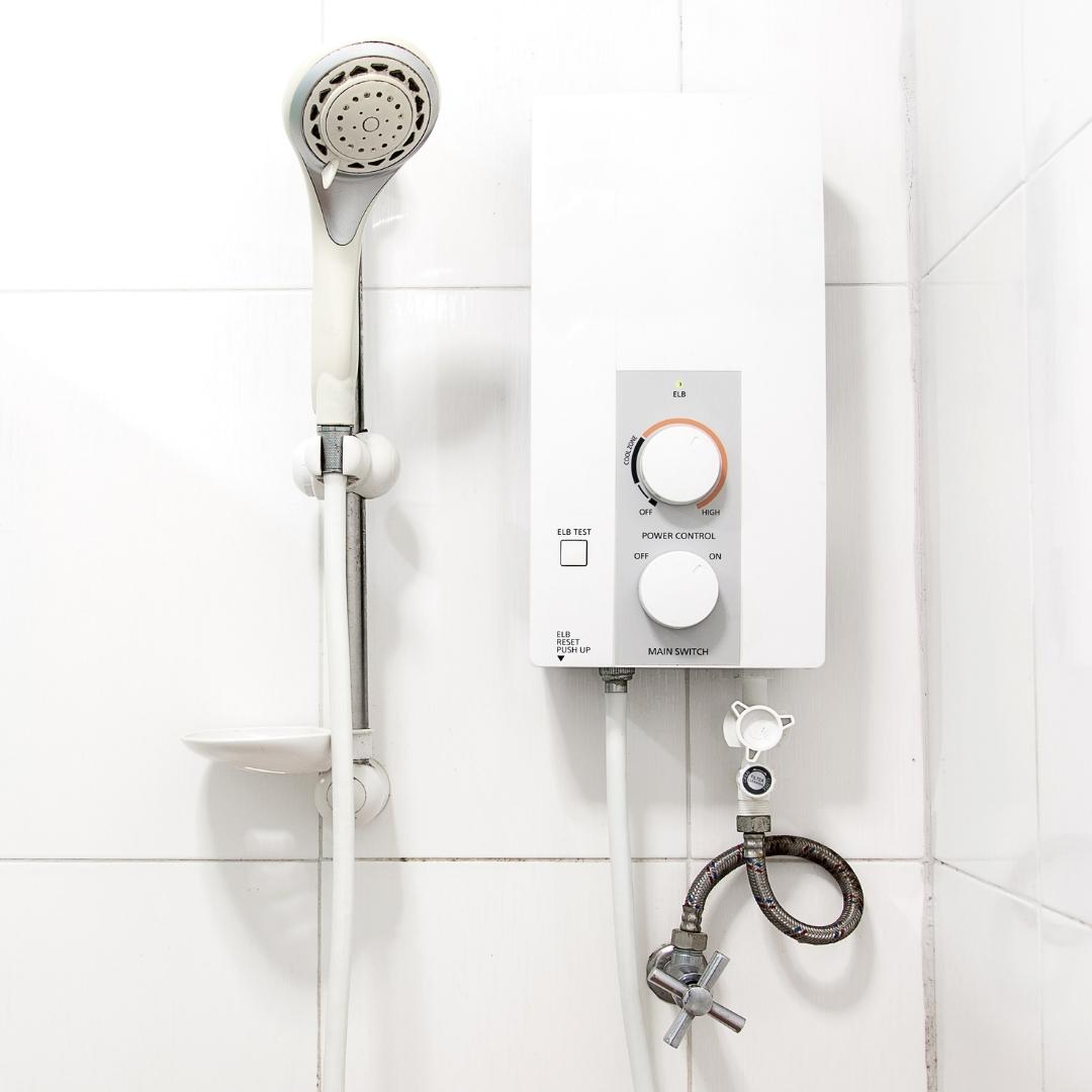 Tankless water heater shower installed